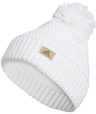 adidas Damen Twilight Ballie Pom Beanie, Weiß/Transparent Onix-Grau, Einheitsgröße