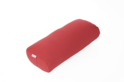 yogawood Yoga Bolster Rechteckig/Rectangular/Oblang Kapok, Maße: L 60 x B 30 x H 15 cm, Farbe: Burgundy Rot