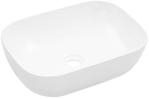 XIAOGUANG Waschbecken, Aufsatzwaschbecken, Bathroom Sink, Waschtisch, Ablaufgarnitur, Aufsatzbecken, 45,5 x 32 x 13 cm Keramik Weiß