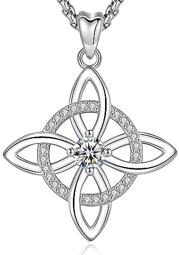 AEONSLOVE Collana Nodo della Strega Argento 925 per Donna Ragazze, Collana di Nodi delle Streghe con Pietra Natale Ciondoli Celtici Protezione Talismani Potenti Gioielli da Strega