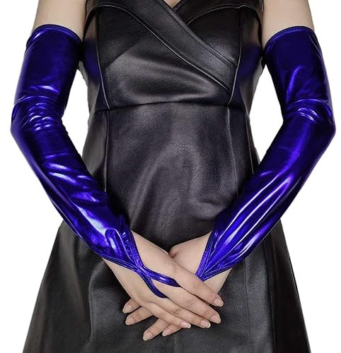Wambere Damen Lang Handschuhe Sexy Fingerlose Handschuhe Opernhandschuh Abendhandschuhe Performance Handschuhe Abendparty Tanzhandschuh,für Hochzeit Weihnachten Halloween Cosplay Zubehör,Königsblau