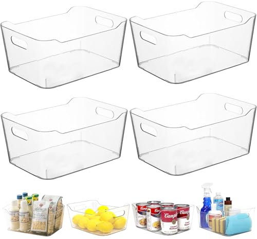 NANLIUJING Kühlschrank Organizer 4er Set, Aufbewahrungsbox Küche, Fridge Organizer Set, Küchen für Speisekammer, Gefrierschrank, Schrank, Badezimmer, Büro - BPA-frei 24.5x17x10.5CM