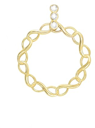 forme di Lucchetta - Unendlichkeitsring Anhänger 3 Saphire 0,09 cts | 14 Karat Gelbgold - Charms für Armbänder und Halsketten (bis 4 mm) - Damen Mädchen