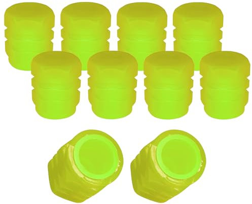 cyclingcolors 10x Cappucci delle valvole cappuccio luminoso fosforescente valvola pneumatici Auto Bici Moto Schrader Plastica, Giallo