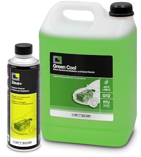 ERRECOM Kit Sostituzione Liquido Radiatore Verde, Contiene Zeus+ Detergente Disincrostante per Radiatore (350 mL) e Green Cool Liquido Radiatore Verde -20°C/+106°C Pronto all’Uso antigelo G12 (5 L)
