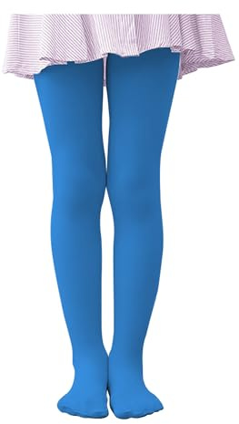 JYC CREATIVE 1 x Strumpfhose für Mädchen, elastisch, atmungsaktiv, dünne Strumpfhose für Mädchen, Damenbekleidung, elegante Strumpfhose, blau, 7-9 Jahre