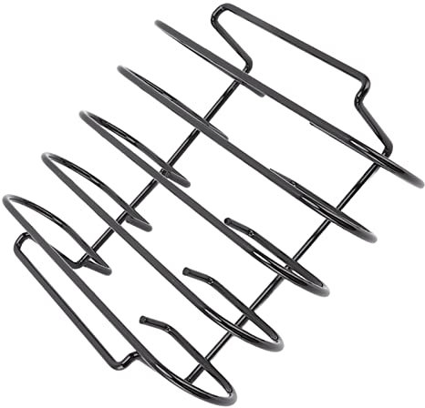 Rib Rack Capacità 4 File Compatto Portatile in Ferro Materiale Nero Riutilizzabile Barbecue in Piedi Rib Rack per Campeggio