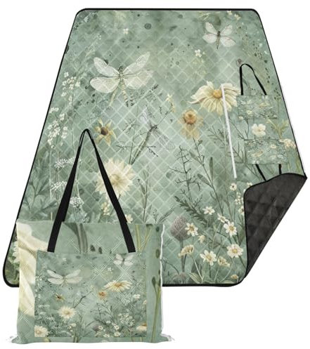 JiangGgenolorful Butterfly Wildflower Beach Blanket Sand Free Waterproof 200 X 300cm Picnic Blankets for 8-10 Adults Double Sided Foldable Blanket Outdoor Beach Accessories for Traveling Hiki
