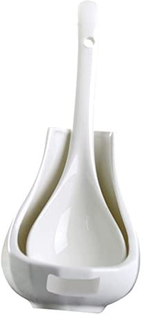 Amosfun Ceramic Spoon Holder for Kitchen Large Spoon Rest Decorative Ladle Convenient Rice and Soup Holder for Dining Table