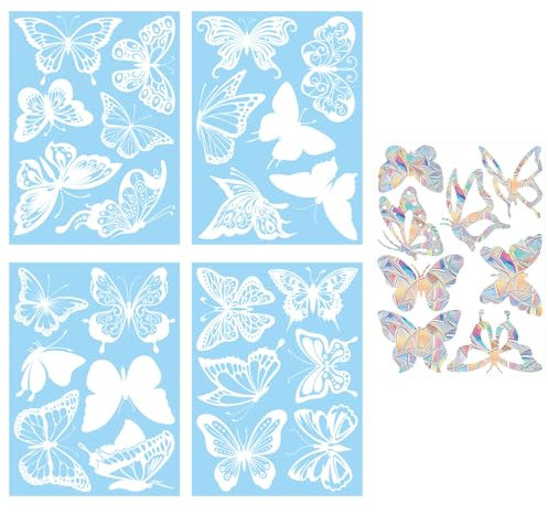 24 Schmetterlings-Fensteraufkleber, 8 Bunte Schmetterlings-Fensteraufkleber, Antikollisions-Fensteraufkleber, Dekorative Glasaufkleber, Lichtfangende Fensteraufkleber