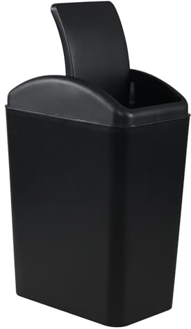 Xeabia 4.5 Gallon Plastic Swing Lid Trash Can, Swing-Top Trash Bin, Black