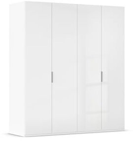 möbelando Drehtürenschrank >Fifty< 2 Böden / 2 Kleiderstangen, in weiß Hochglanz/alpinweiß - 201x223x60 (BxHxT)