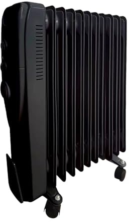 Oil Filled Radiator 11 Fin Portable Electric Heater 2500W with Adjustable Thermostat 3 Heat Settings Wheels Free Standing Safety Cut-Off for Home Office Room (Black)