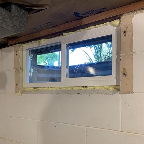 Doppelverglaste Fenster für Häuser 20 22 24 28 30 32 34 36 38 40 42 44 46 48 50 Zoll, horizontaler Schiebefensterersatz für Schuppen, Badezimmer, Keller und Hühnerställe, weiß (B x H 36 x 14