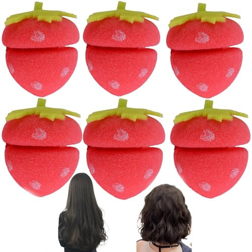 Syiyunran Bigodini Arricciacapelli - Rosso, In Spugna a Forma di Fragola, Morbidi Dormire Boccoli Heatless Hair Curler, per Tutte le Lunghezze Capelli Senza Danneggiare Capelli