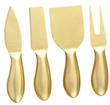 Cabilock Cortadores De Queso De Acero Inoxidable Dorado Cuchillos y Utensilios Para Servir Kit Funcional Ligero y Fácil De Limpiar Para Cocina y Reuniones Familiares