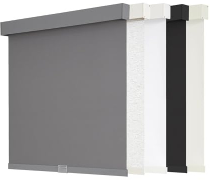 AOSKY Blackout Roller Blinds without Cord for Windows with Stop Function & Trim - Thermal Insulation, UV Protection, Natural Fabric for Home & Office (65 cm W x 180 cm H, Grey)