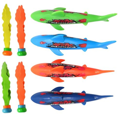 QOCUILC Set de 8 jouets de plongée torpilles – Jeux sous-marins pour enfants, idéals pour piscine, apprentissage de la plongée et activités aquatiques amusantes