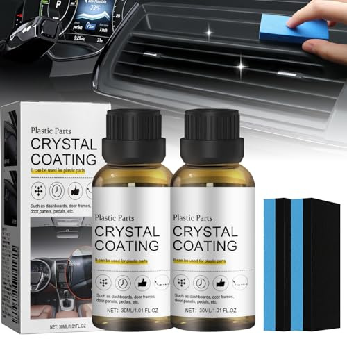 Kunststoffteile Kristalline Beschichtung, 2 Stück Auto-Kunststoffreiniger, Kunststoffsanierung für Autos, Crystal Coating Kunststoff Kunststoffpflege, Auto Kunststoff Auffrischer (30ml *2)