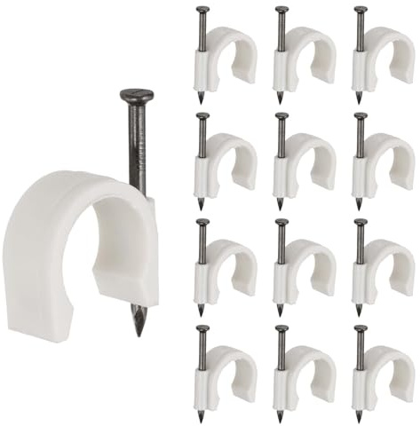 PATIKIL Half Clamp J-Hook with Nail 1 / 25mm, 70Pcs Pex Pipe Fixture Cable Clip Wire Wall Support Holder for Tubing CPVC Copper Pipe Fixing Connection, White, 45mm Long Nail