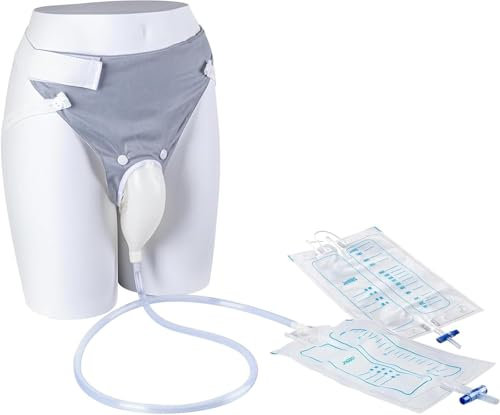 Urindrainagebeutel für männer Tragbarer, Silikon Urinsammler, Urinal Pee Holder, Tragbare Inkontinenzhose, Wiederverwendbar, Auslaufsicherer Bein Pee Katheter(Ältere Männer)