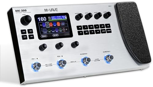 M-VAVE MK-300 Modelador de bajo y guitarra AMP y procesador de efectos con más de 320 efectos, 160 preajustes, Looper, máquina de ritmos, batería USB/BT 10H para grabación en directo/grabación