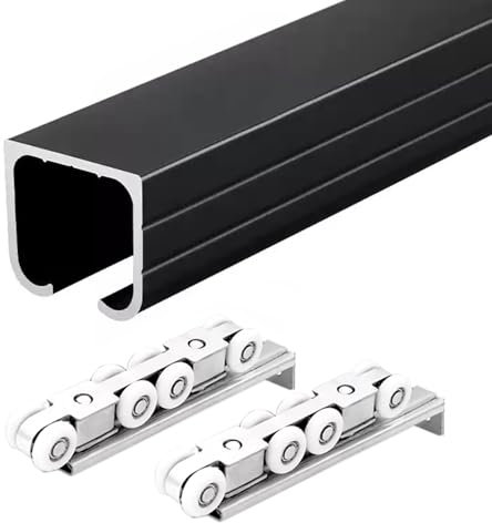 Robustes Schiebetür-Set – Aluminium-Schienen und Rollen für Taschenscheunentüren, 9 m bis 60 cm Größen, perfekt für den Innen- und Außenbereich, langlebige und stilvolle Hardware-Lösung.