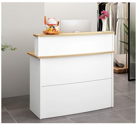 Empfangstisch Einfach， L-Förmiger Rezeptionstheke ， Moderner Empfangstresen, Supermarkt Convenience Store Beauty Salon Friseur Kassentheke ，Empfangstheke Rezeption，(A,L100*W45CM/L39.3*W17.7in)