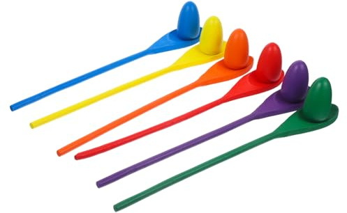 Beaupretty Wooden Egg Balancing Game Set for Kids, Sensory Integration Training Toy, Outdoor Relay Race Egg Spoon Game for Toddlers and Children, 6pcs Educational Activity
