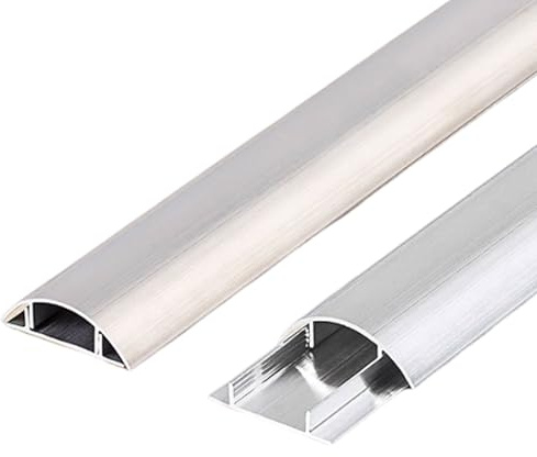 Unikicool Canaletas para Cables Adhesivas,Cubre Cables Suelo de Metal,Pasacables Semicircular Suelo,Canaleta Pasacables de Suelo,Flexible,Resistencia al pisoteo,para la gestión doméstica