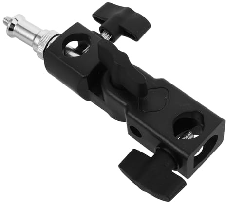TOBBOMEY Soporte para Flash Ajustable Abrazadera de Trípode para Fotografía Profesional, Compacto y Portátil, Compatible Paraguas, Adecuado para Sesiones y Estudios, Color Negro