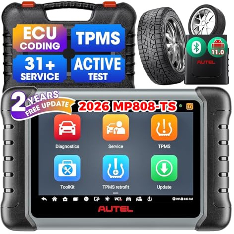 Autel MaxiPRO MP808S-TS Diagnosis Coche Multimarca: Actualización 2 Años(700€) Herramienta Programación TPMS de MP808BT Pro MP900BT MK900BT MK808S, Codificación ECU como MP900TS MS906Pro, FCA AutoAuth
