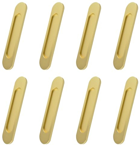 MOROBOR Tiradores ovalados autoadhesivos para puerta corrediza, 8 unidades, aleación de aluminio, empotrables, sin perforaciones, para puerta corrediza de granero, armario, cajón, armario, color