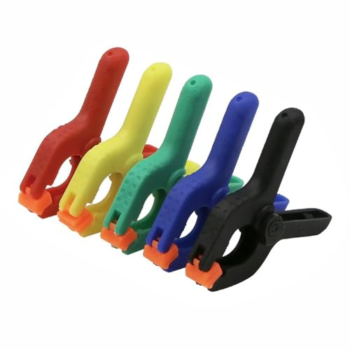 Spring Clamps, 5 Pcs Small Plastic Spring Clamps 2 Inch Colorful Backdrop Clips Muslin Clips for Photography Studios, Crafts
