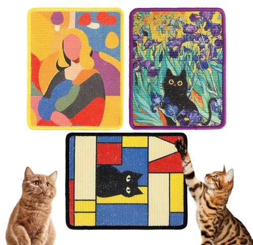 Almohadilla para rascar para Gatos, Almohadilla de sisal para Mascotas, rascador de Pared para Gatos con Adhesivo extraíble, para enriquecimiento de, Juego Interior, apartamento, Sala de Estar