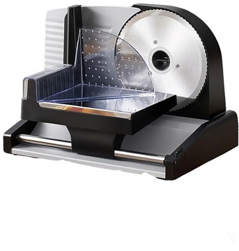 Mini affettatrice domestica, affettatrice for la casa, con lama in acciaio inossidabile da 190 mm, spessore regolabile da 1 a 15 mm, lama staccabile, facile da pulire, for formaggio, verdure.