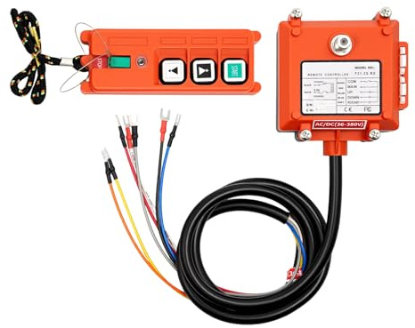 Hurrylying Industrial Wireless Remote Control System, F21-2S Model, Orange ABS, AC/DC 36-380V, 100m Range, IP65 Waterproof, for Crane Hoist Winch