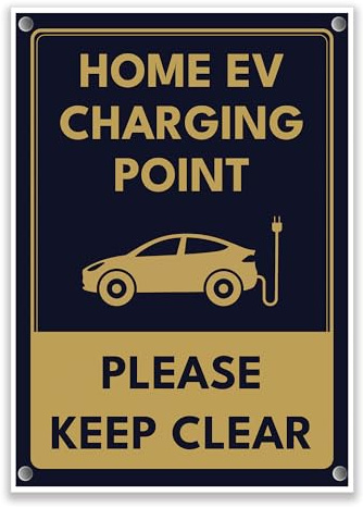 LP Lifestyle Home EV Charging Point Sign Weatherproof – Please Keep Clear | Navy & Gold PVC Parking Notice, Rust-Free, Durable Outdoor Electric Vehicle Bay No.527 (A4 (210mm x 297mm) – Holes)