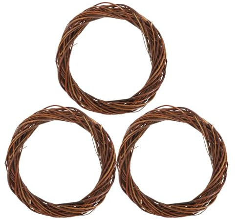 Amosfun 3 Pièces Couronne de Vigne Ronde en Rotin 30cm, Artisanale et Naturelle, Facile à Suspendre, pour Décorations de Fête et Mariage Élégantes