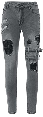 Casual Straight Mid Rise Slim Fit Ripped Jeans herrbyxor