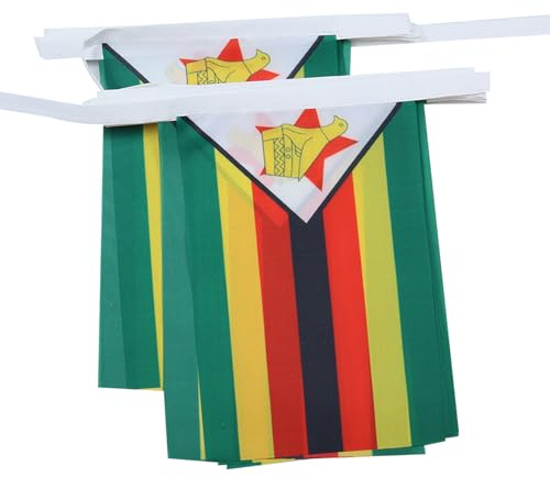 AZ Flag girlang 6 meter 20 Zimbabwe flaggor 21 x 15 cm - zimbabwisk flagga 15 x 21 cm