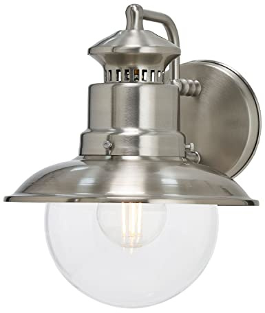 Lindby Edelstahl Wandlampe aussen, Aussenwandleuchte Laternenlook spritzwassergeschützt IP44 1x E27 max. 60W ohne Leuchtmittel Aussenleuchte