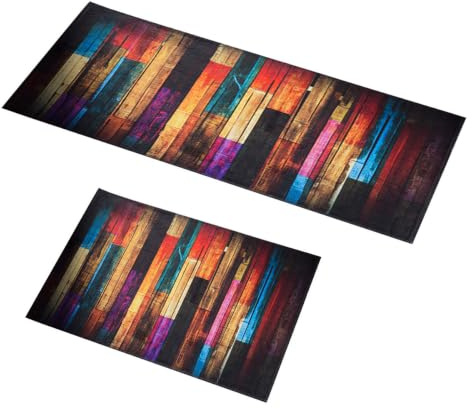 OUNONA Input Teppich Fumatten Badteppich saugfhig Wasser 40x 60cm buntes Holz ()