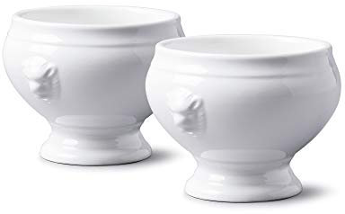 WM Bartleet & Sons 1750 TSET120 Juego de 2 Cuencos de Porcelana Tradicional con diseño de Cabeza de león, para Sopa y guiso, 350 ml, Color Blanco