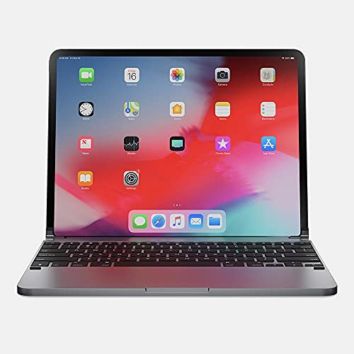 BRYDGE 12.9 Pro, Hochwertige Bluetooth Tastatur aus Aluminium, deutsches Layout QWERTZ, für das iPad Pro 12.9 (2018 & 2020), inklusive magnetischem iPad Cover, space grau