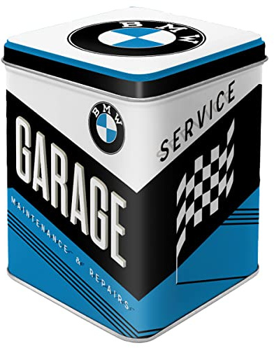 Nostalgic-Art Boîte à thé rétro, BMW – Garage – Idée de Cadeau pour Fans d'automobiles, pour thé en Vrac et en sachets, Design Vintage, 100 g