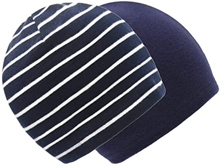 Foruhoo Unisex Baby Mütze Jungen & Mädchen Beanie Kleinkind Hut Herbst Winter (E: Navy Streifen,43S) (37-43, Einlagig: Navy+Navy Streifen)