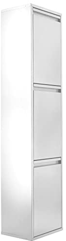 WELL HOME MOBILIARIO & DECORACIÓN Top Cubo Three Armario Sistema de organización de Basura y Reciclaje de Acero de 3 Cubos Multiusos, Blanco, 133,5 x 30,5 x 24,5 cm