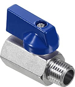 PATIKIL 1/4 NPT Brass Mini Ball Valve, 1 Pack NPT Female to Male Shut-Off Valve for Pipe Coupler Connector, Blue