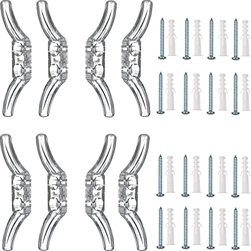 Cutelec 8pcs Clear Cord Cleat for Child Safety and 16pcs Screws for Drapery/Blinds Plastic Safety Rope Cleats Transparent Pull Cord Winders